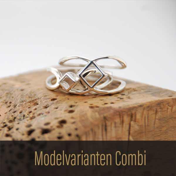 Link zu Modell Kombination, Ringmodell vielfältig kombinierbar. Khaelin Damm, Goldschmiede Köln 